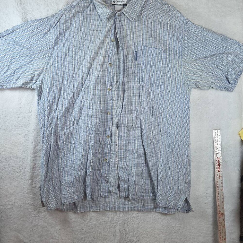 Columbia Men's‎ Plaid Short Sleeve Button-up Shirt Blue White 2XLT